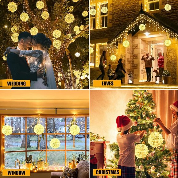 Outdoor Balls Lights Hanging Tree Christmas Lights - 4 Pack 7.87" Sphere Lights - Picture 6 of 7